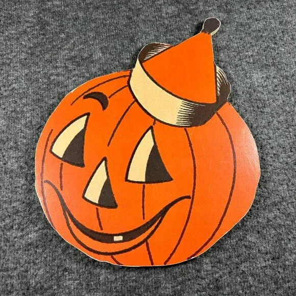 Vintage Halloween Cut-Out Decor Corkboard Reproduction Pumpkin JOL - Picture 1 of 6